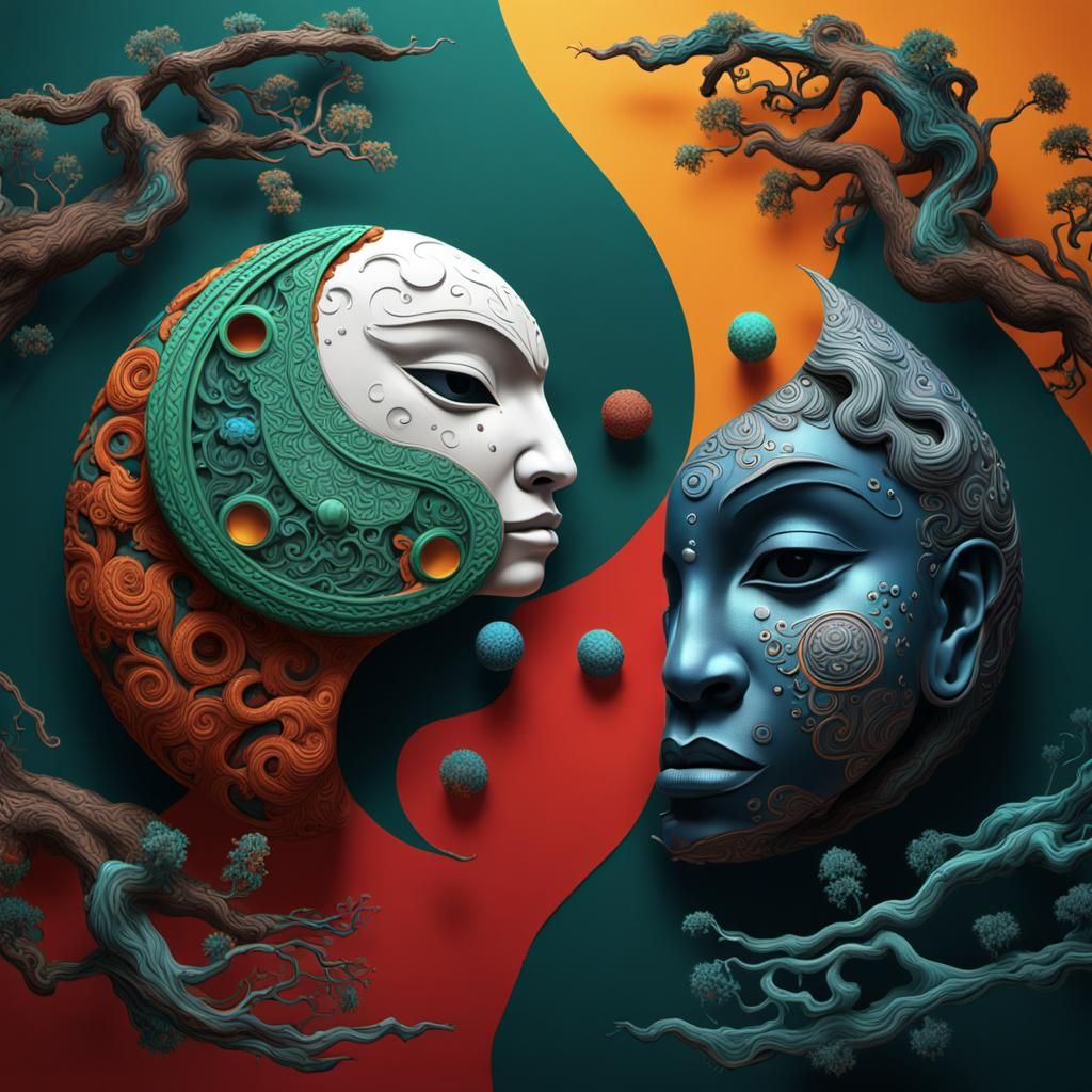 Yin and Yang in Nigerian Colors: Fantasy Art