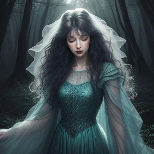 Ethereal Kate Bush in Moonlit Forest Tears