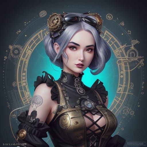 A curvy, lithe-bodied woman with elegant, stylized features in Chibi proportions, big, expressive eyes, and a rounded, s...