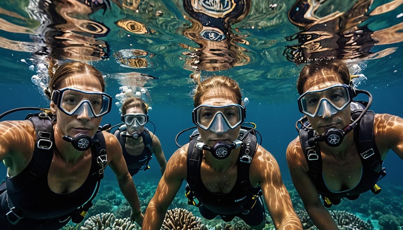 Freediving Family Exploring Coral Reefs