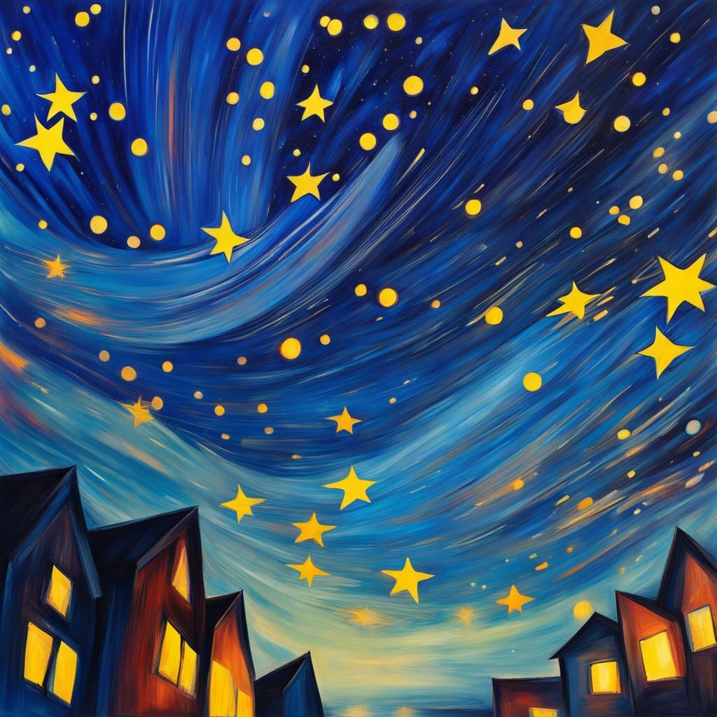 Abstract Starry Night Sky with Bright Lights