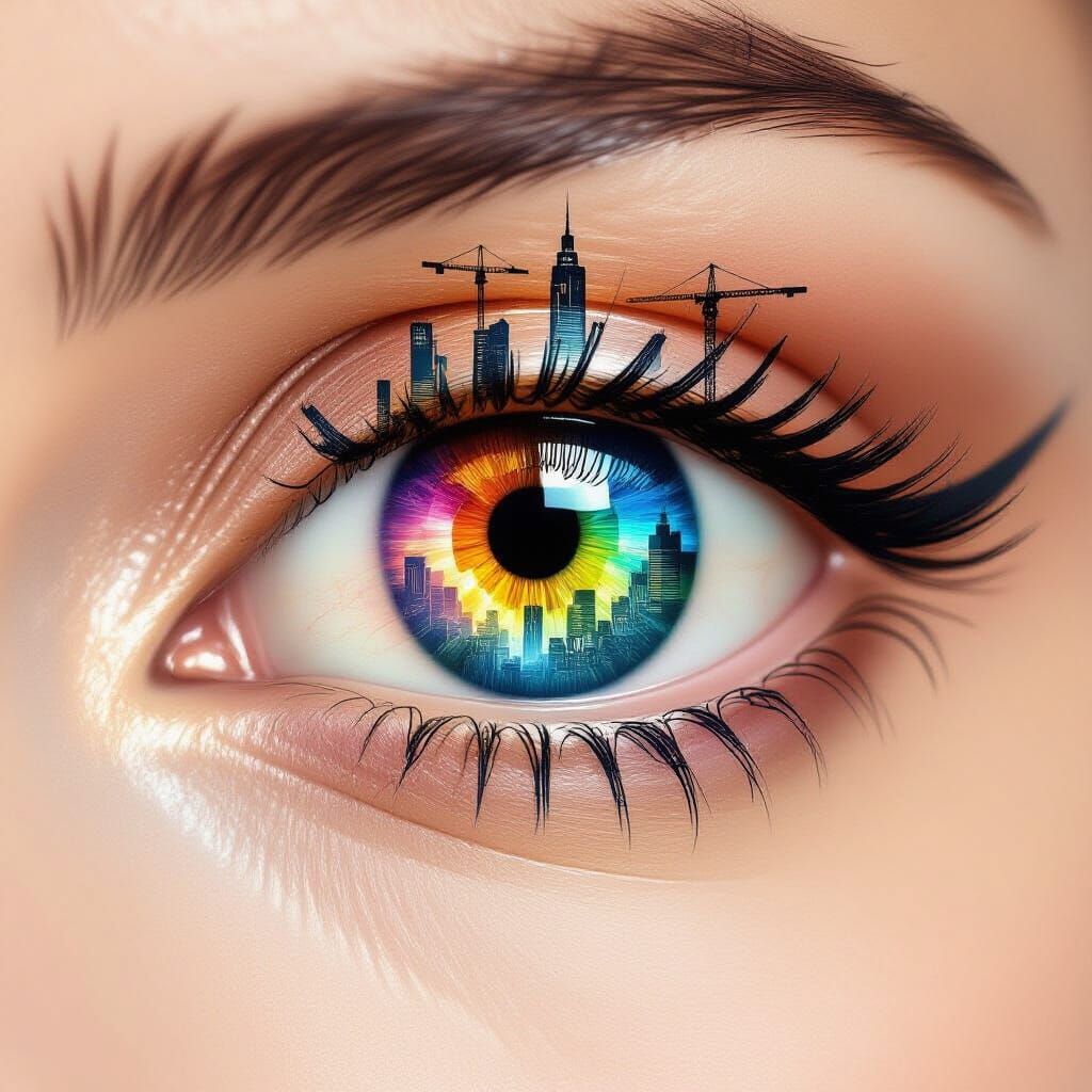 Cityscape Eye: Futuristic Vision of Urban Life