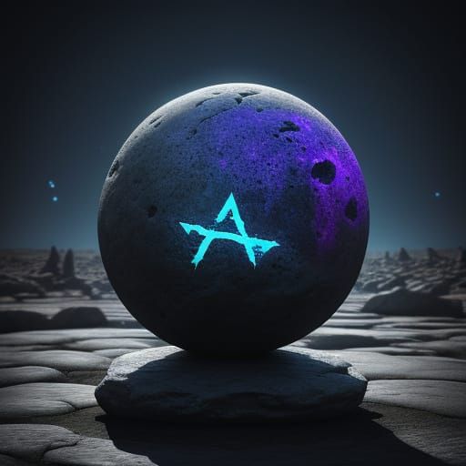 Mysterious Glowing Stone on Alien Landscape