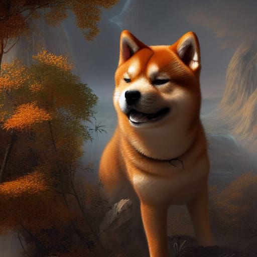 Detailed Shiba Inu Puppy in Fantasy Concept Art