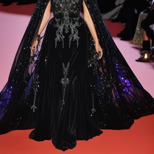 Ethereal Black Opal met gala dress decorated with black opals& Ethereal vibes& magical vibes& beautiful craftsmanship vi...
