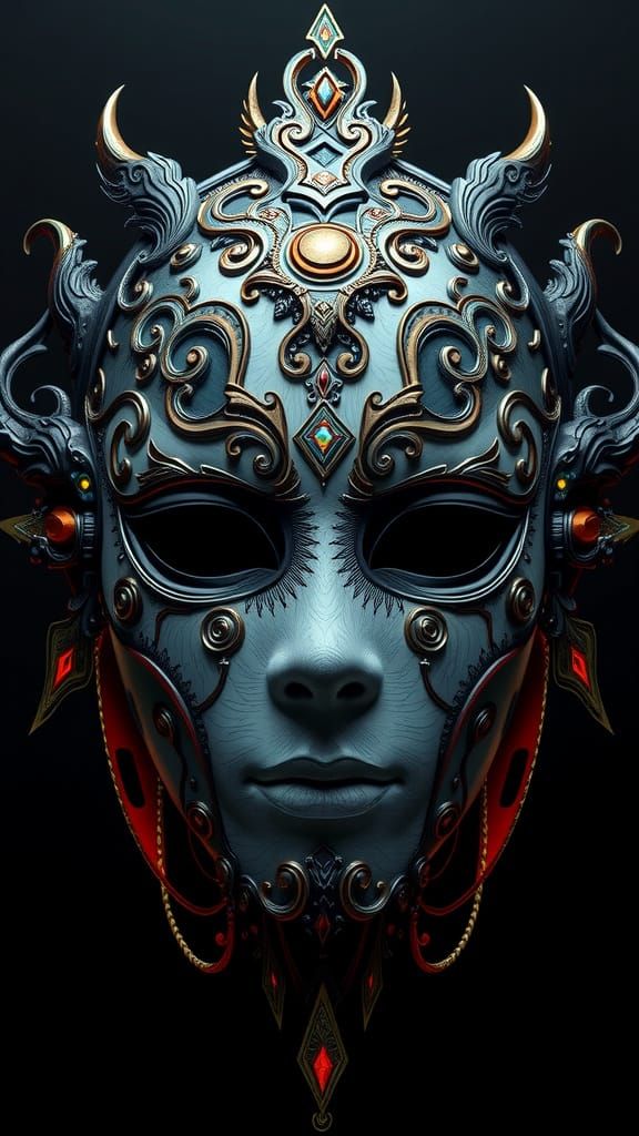Intricate Spiritual Mask in Fantasy Concept Art Style