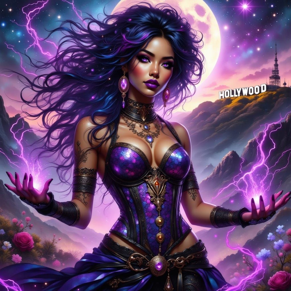 Majestic Sorceress in Hollywood Glamour