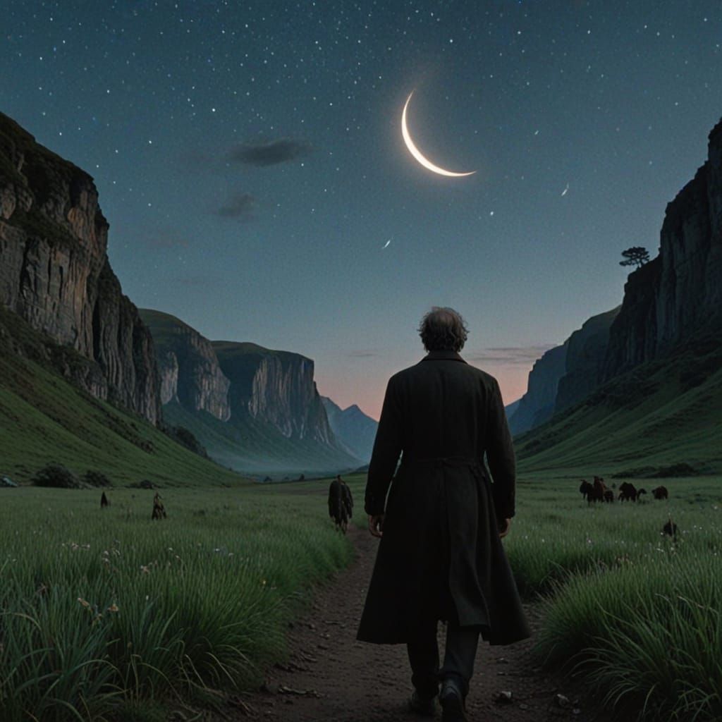 Mysterious Figure in Lunar Hush