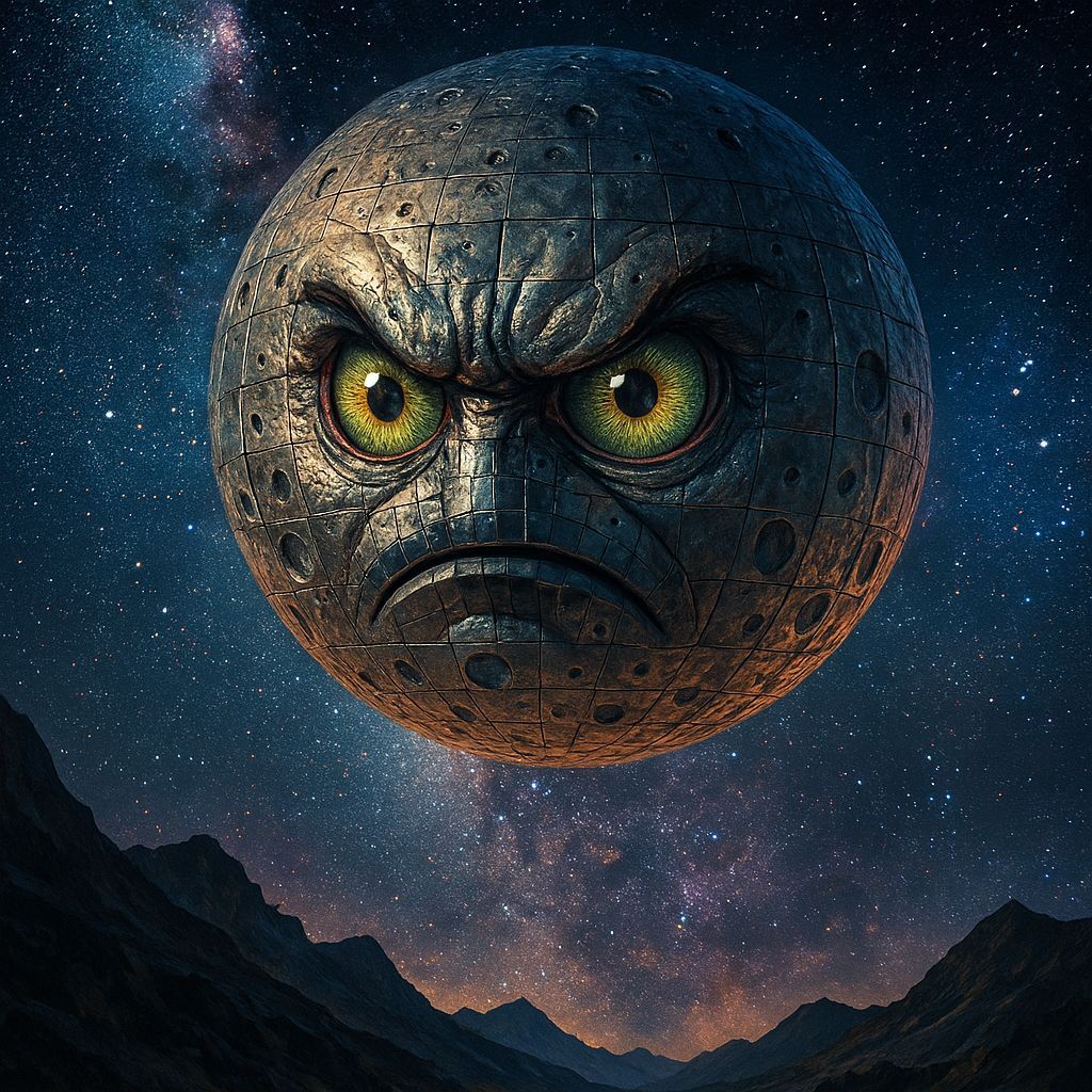 Giant Disco Ball Eyeball Moon in Hyperrealistic Style