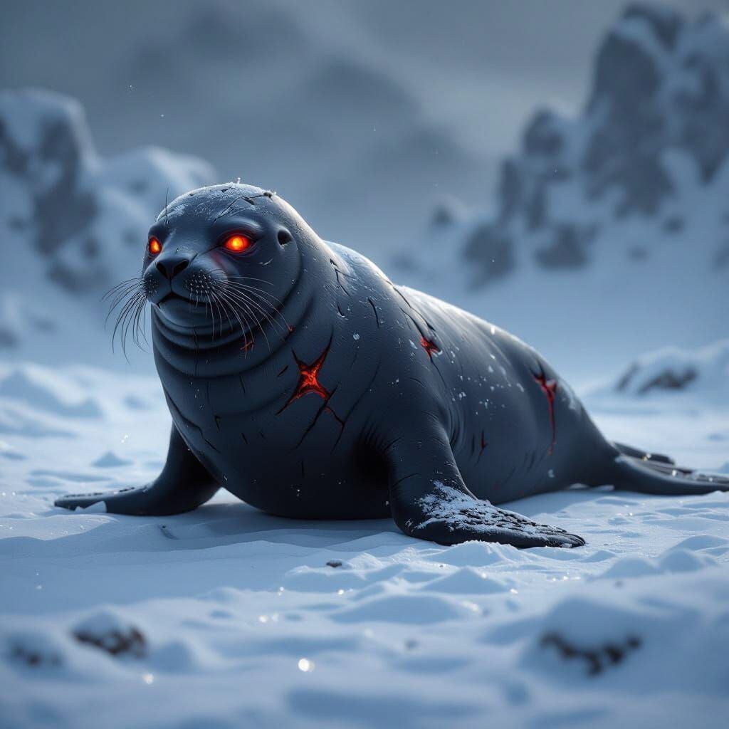 Hyperdetailed Cinder Seals in Dark Fantasy Style