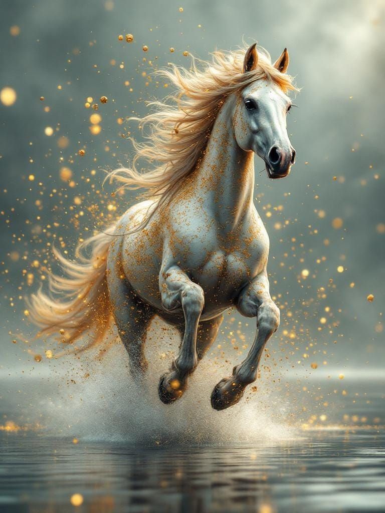 Horse Running Free in Dreamlike Digital Art Style