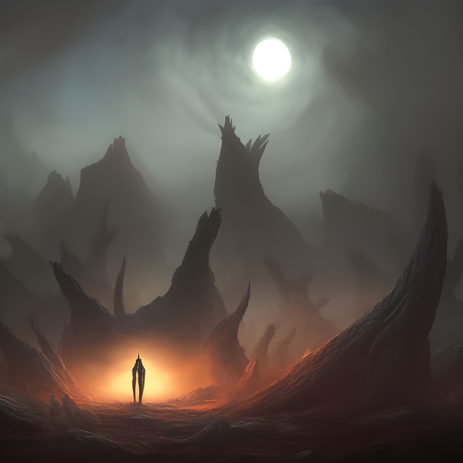 Dark Cosmic Landscape Ruined by Elder God