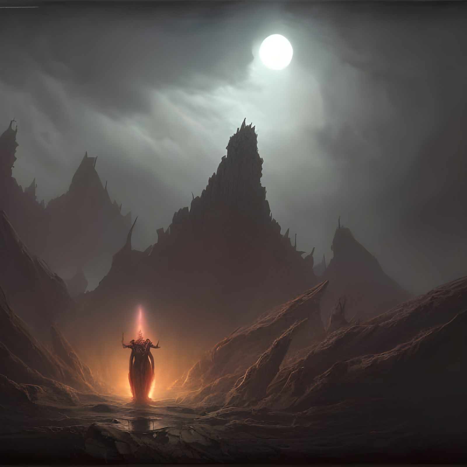 Cosmic Horror Landscape in Post-Apocalyptic Style