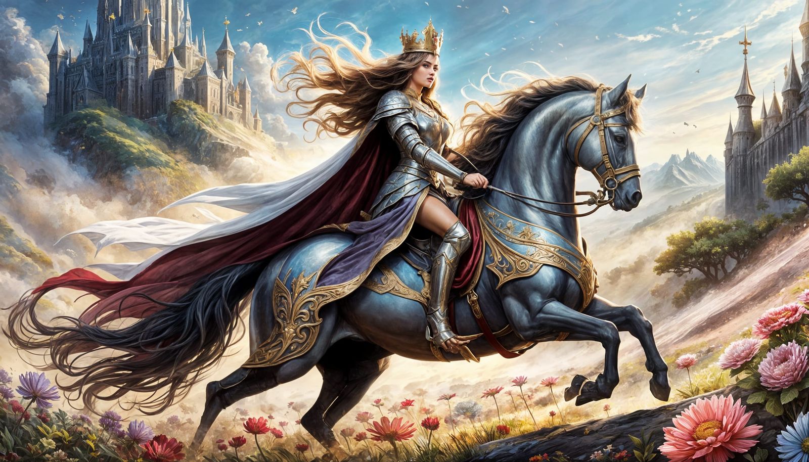 Epic Battlefield: Giant Woman Lifts Knight