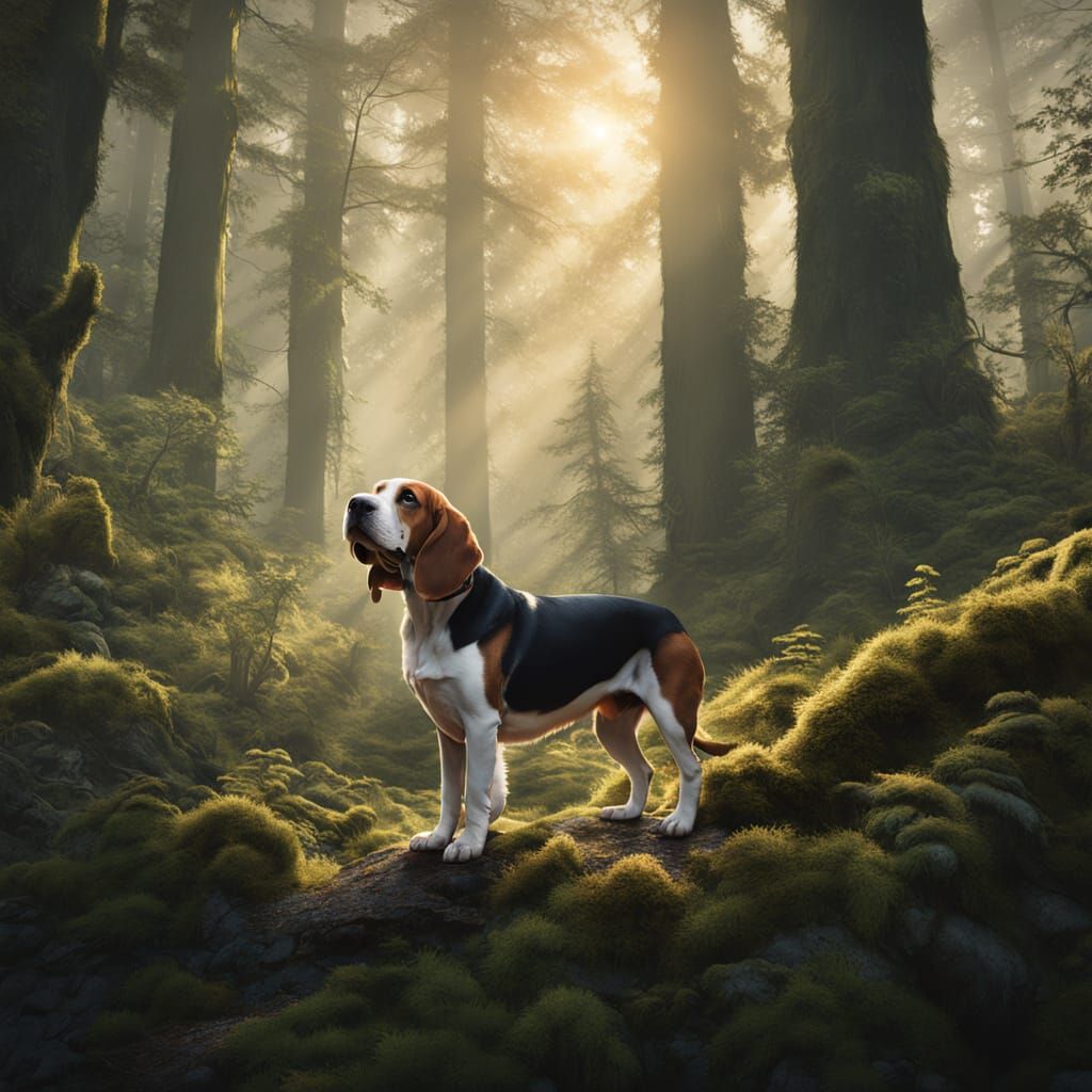 Royal Basset Hound Embarks on Forest Quest