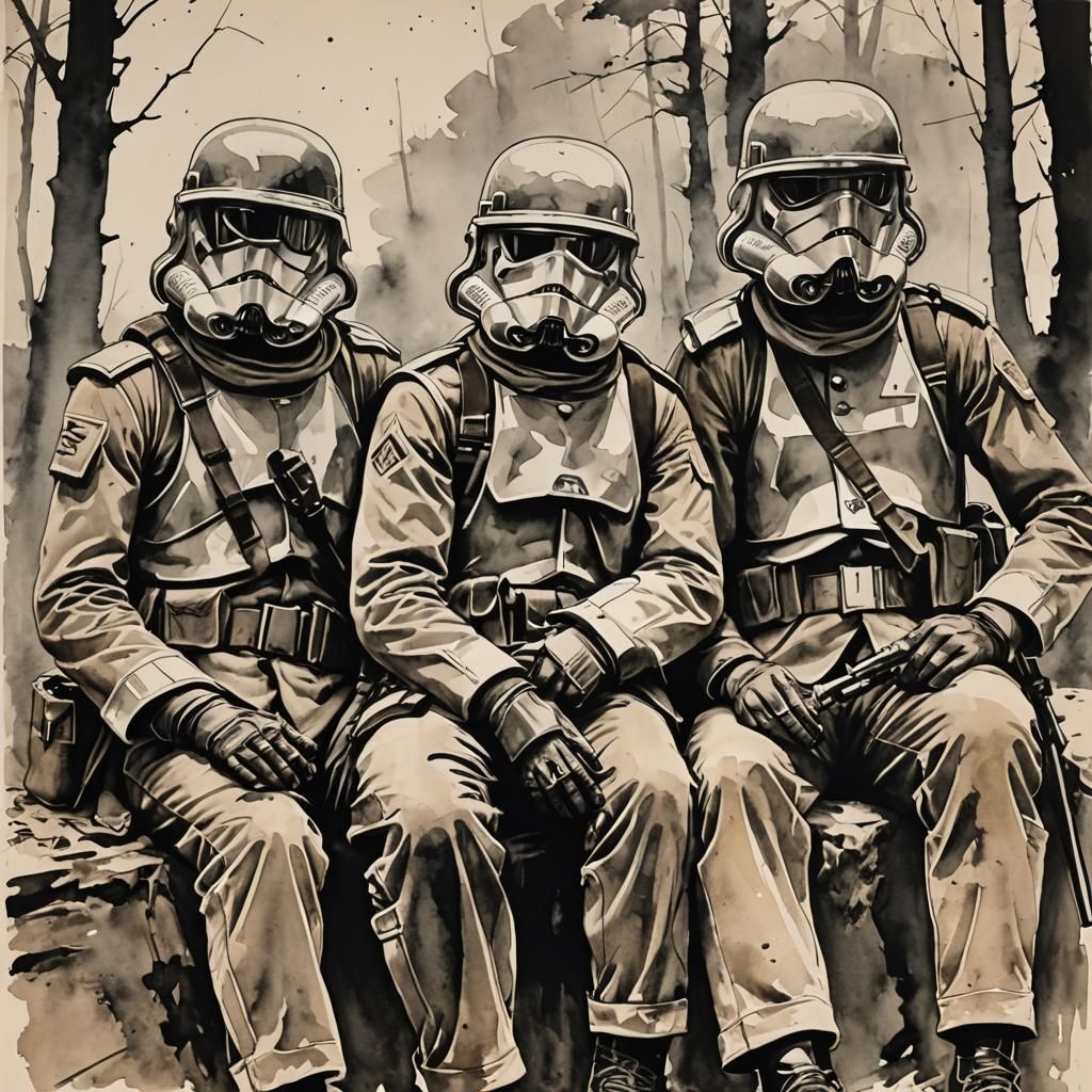 Troopers Rest: Modern European Ink Painting