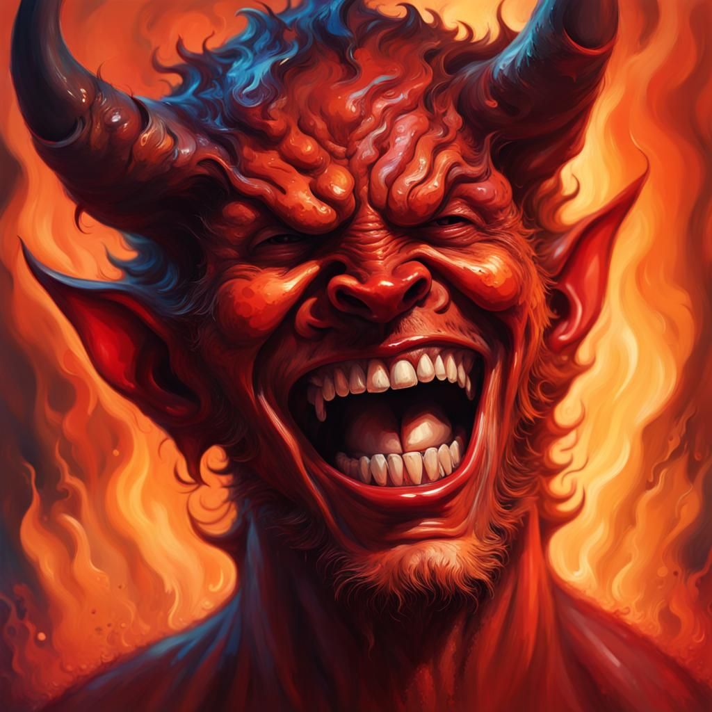Hyperrealistic Portrait of the Devil Laughing