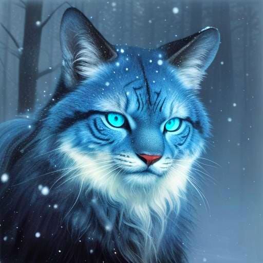 Blue Snowcat - (fantasy beasts in winter)