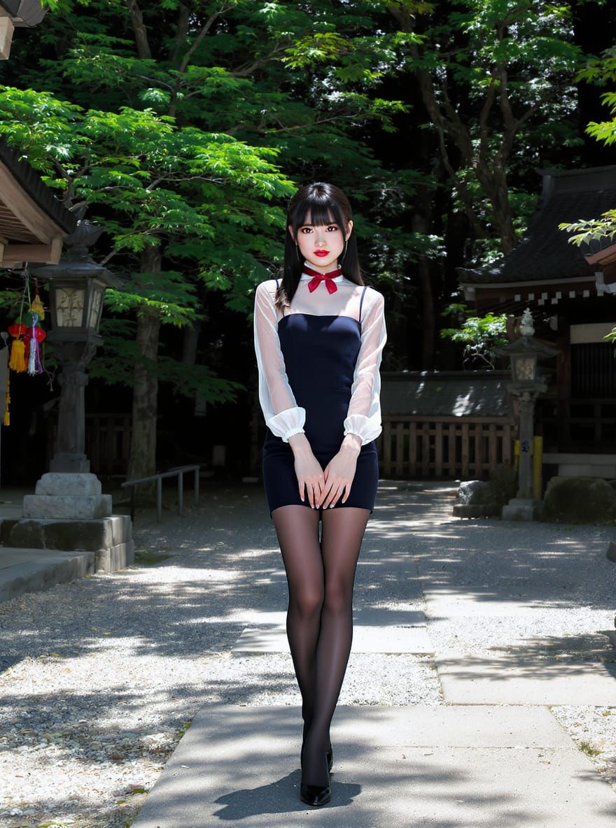 Kaori in Jumper Dress at Summer Shrine