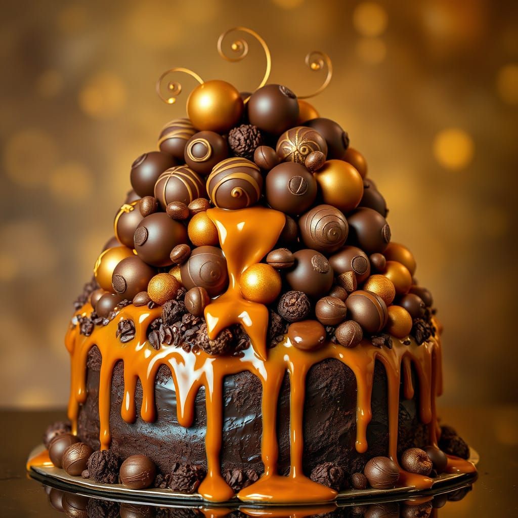 Luxurious Chocolate Confection in Vibrant, Luminous Style