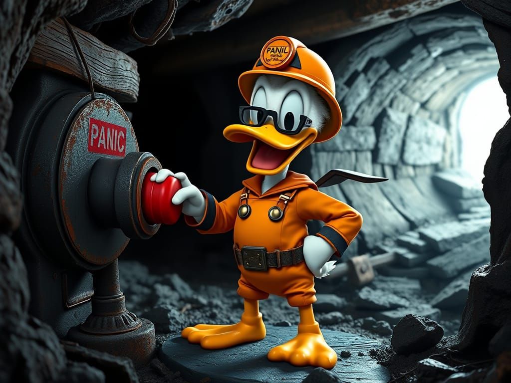 Donald Duck in a Miner's Outfit Presses Red Panic Button in ...
