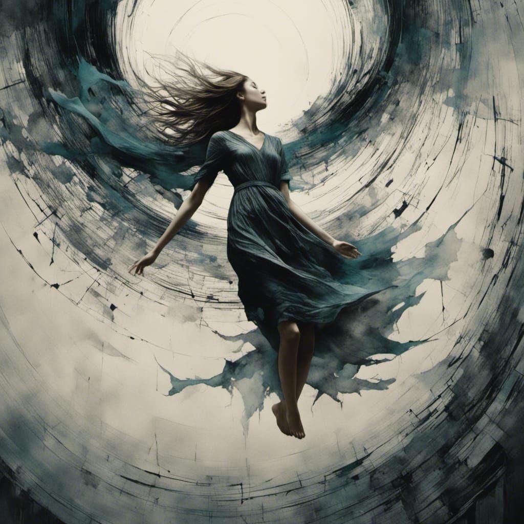 Woman's Astral Projection Near Surreal Portal