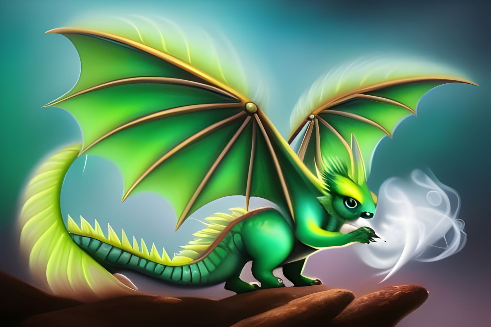 Baby Dragon Blowing Smoke Rings Digital Art