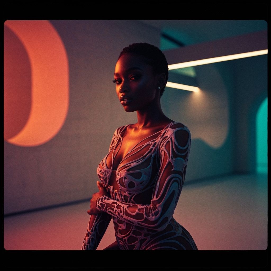 Cinematic Portrait of Woman in Abstract Fashion