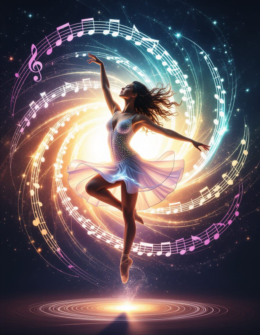 Celestial Ballet: Dancer in Electric Sunshine