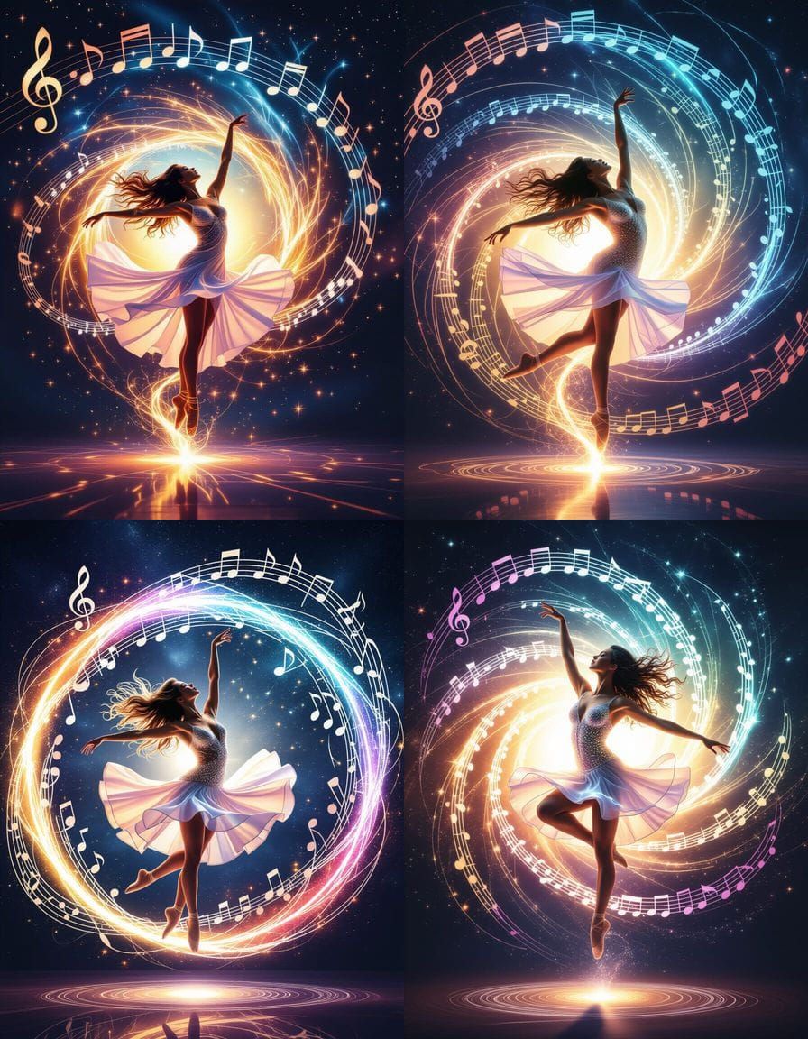 Celestial Ballet: Dancer in Electric Sunshine