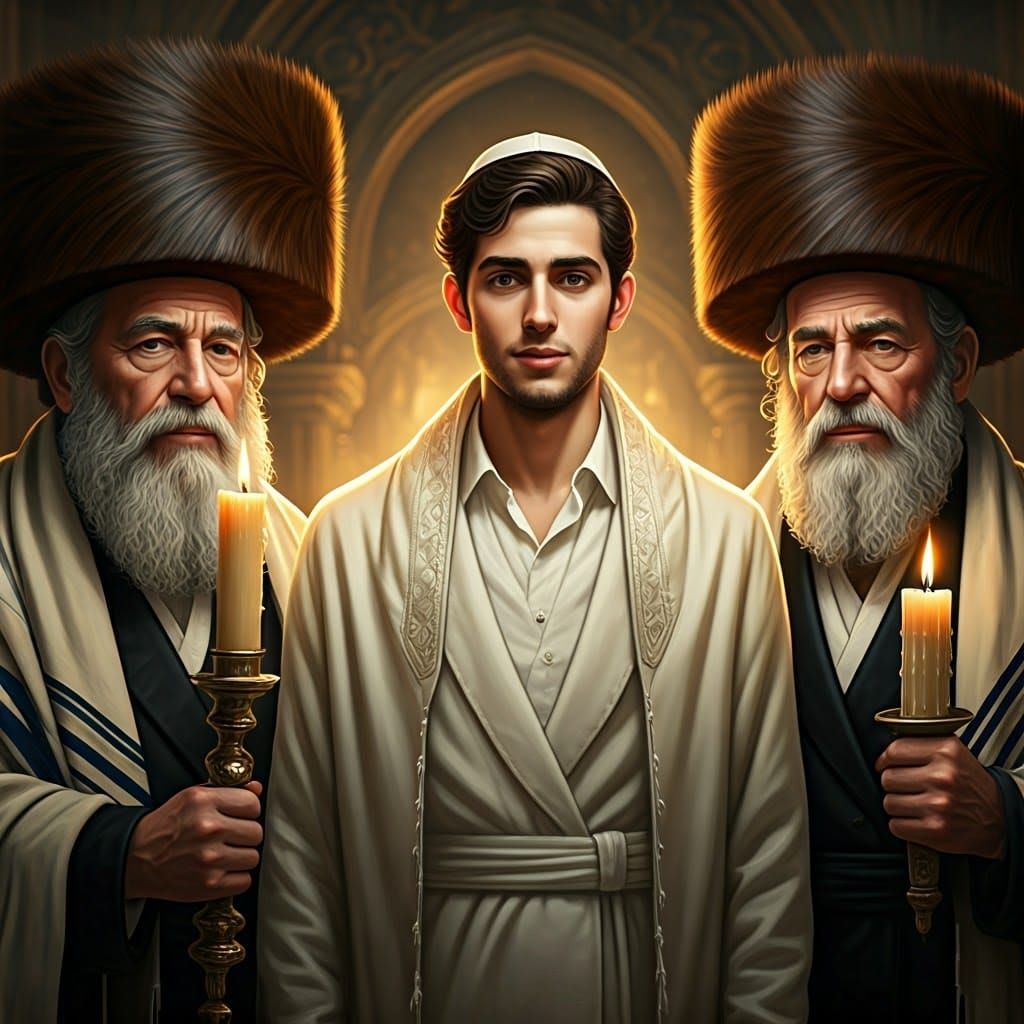 Traditional Hasidic Wedding Ceremony in Warm Golden Light