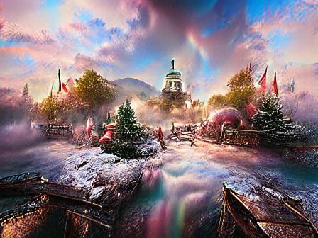 Colorful Christmas Fantasy North Pole Landscape