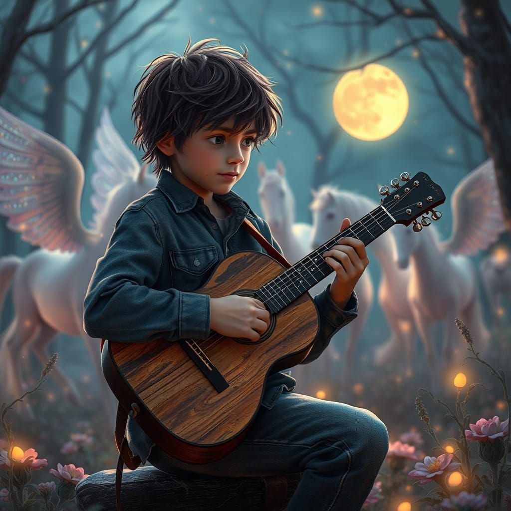 Magical Moonlit Forest Serenade in Fantasy Art Style