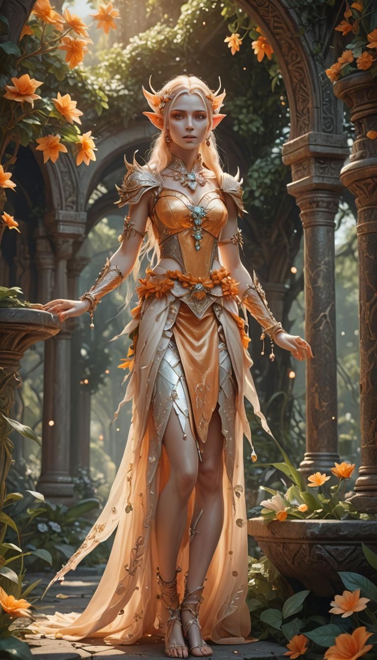Beautiful Summer Elf Woman in Detailed Matte Painting