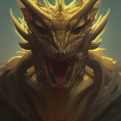 Detailed Portrait of Demonic Dragon-Man