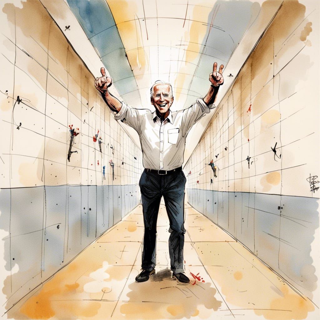 Joe Biden Portrait in Ralph Steadman Style