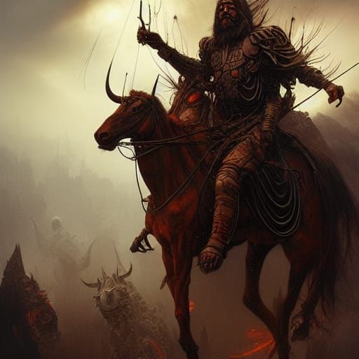 War Rider in Hyperrealistic Matte Painting