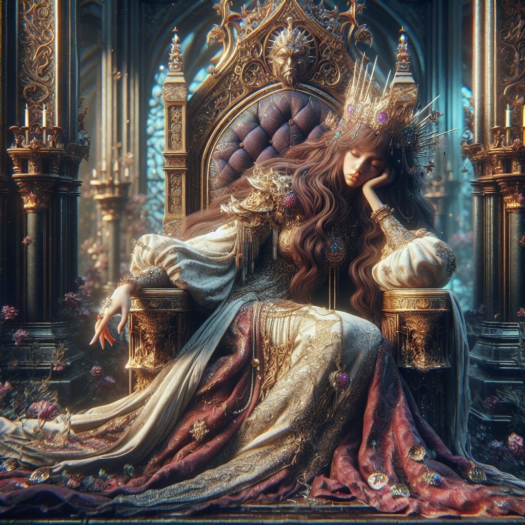Regal Queen in Opulent Slumber