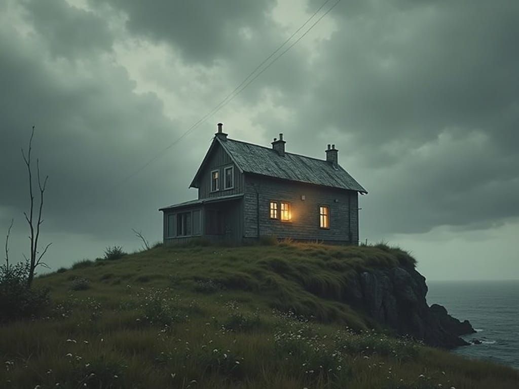 Haunted House in a Stormy Landscape