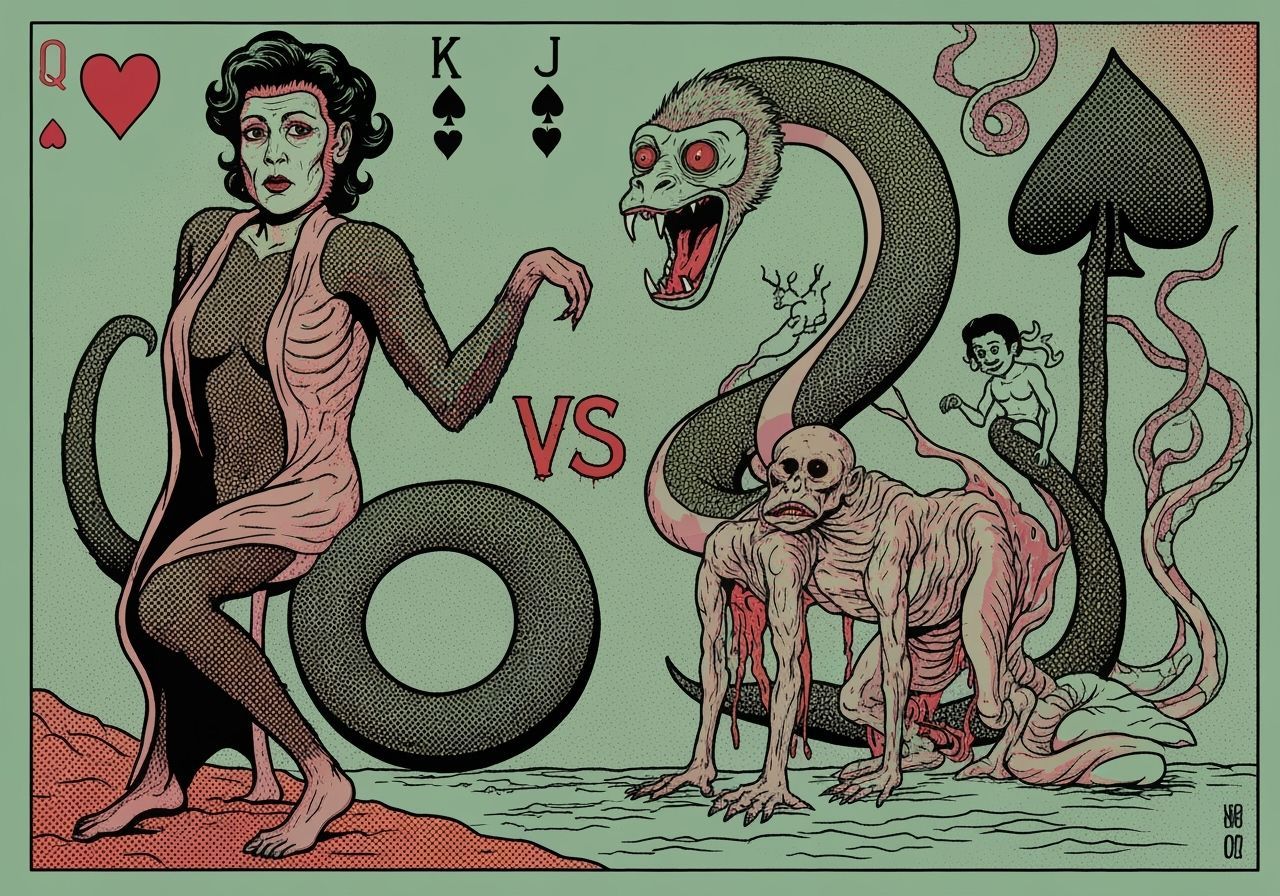 Surreal Queen of Hearts vs King of Spades Battle