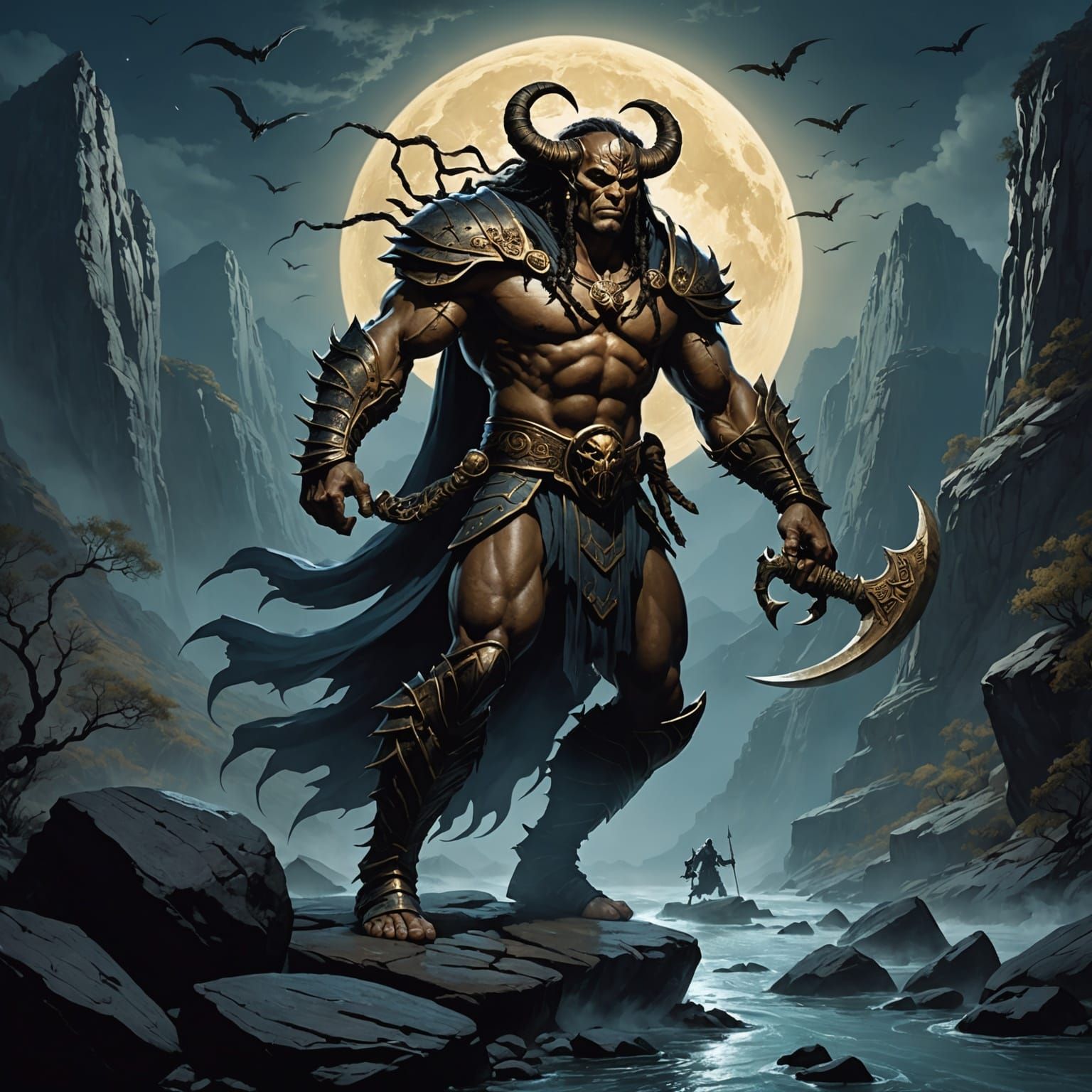 Scorpion King Leads Goddess Queen Under Moonlight