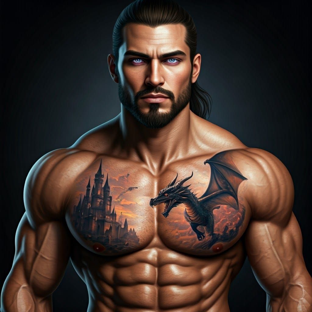 Dragon Tattoo Fantasy Portrait in Ethereal Style