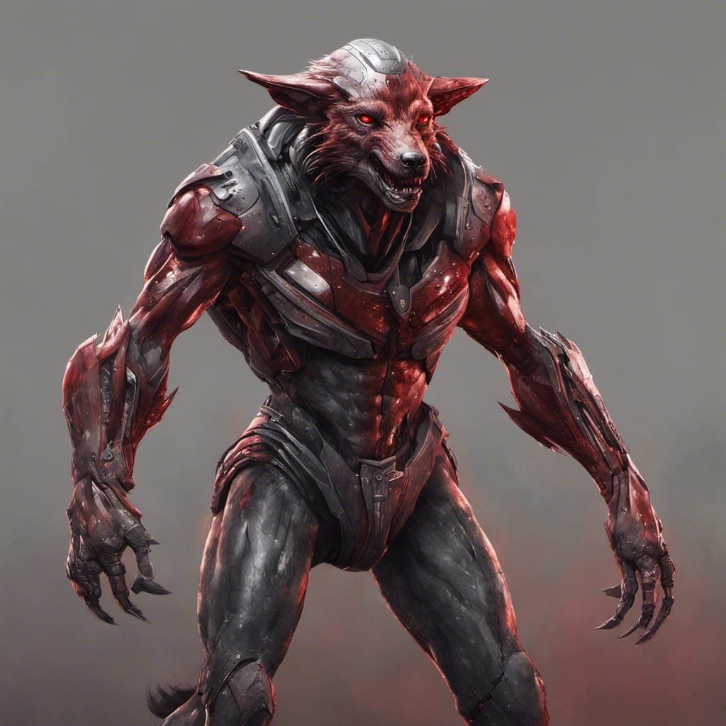 Alien Wolf Cyborg in Gritty Sci-Fi Graphic Novel Style