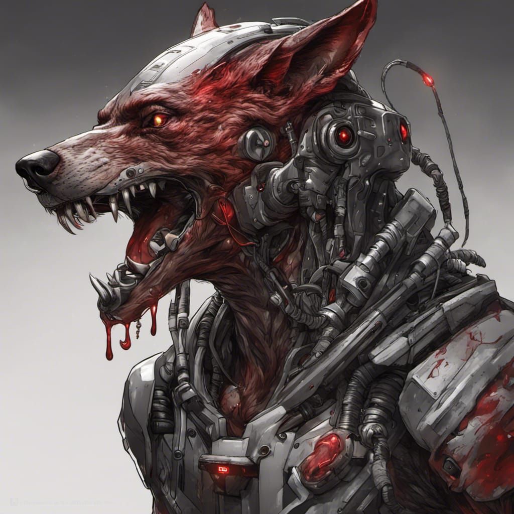 Alien Wolf Cyborg in Sci-Fi Graphic Novel Style