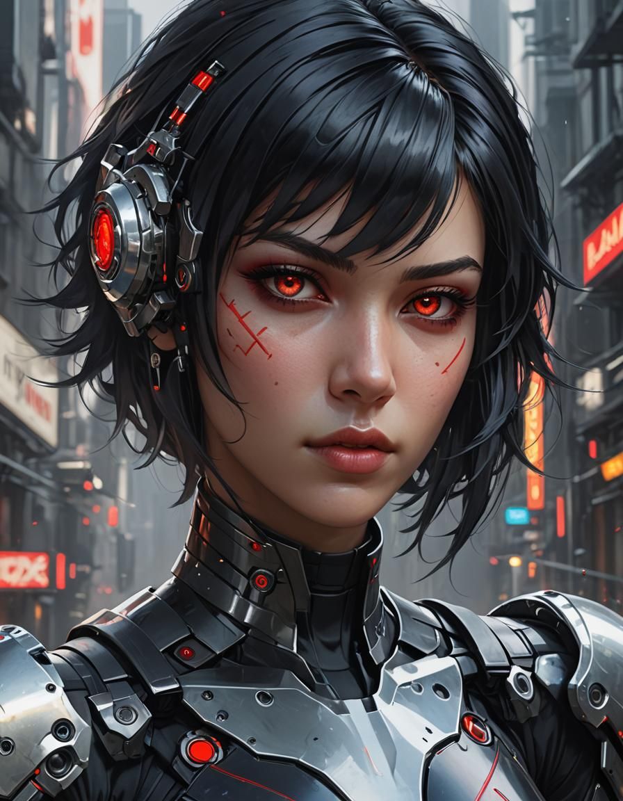 Hyperrealistic Cyborg Assassin Portrait