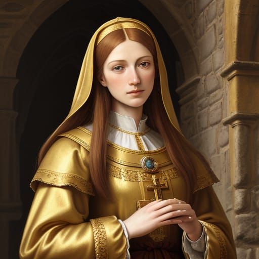 St. Barbara in Castle Tower: Renaissance Oil Painting