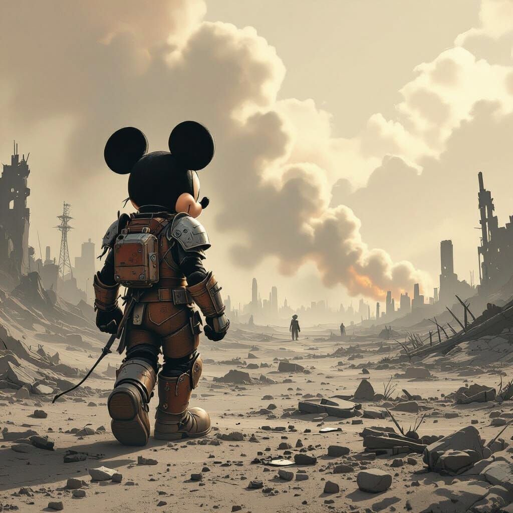 Mickey Mouse in Post-Apocalyptic Wasteland Concept Art