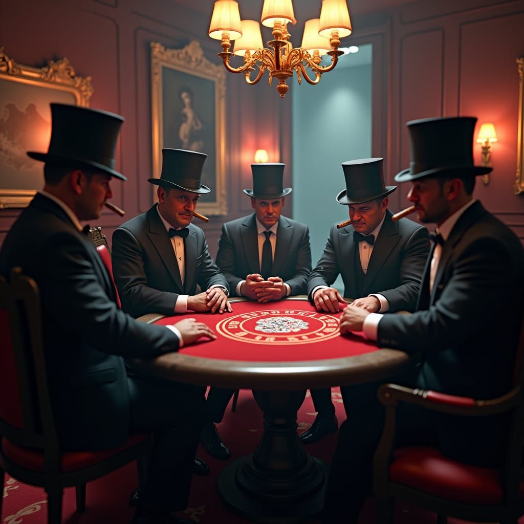 Mafiosos Playing Poker in Lavish Attire