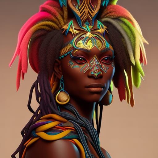 Voodoo Woman Portrait in Hyperdetailed Concept Art Style