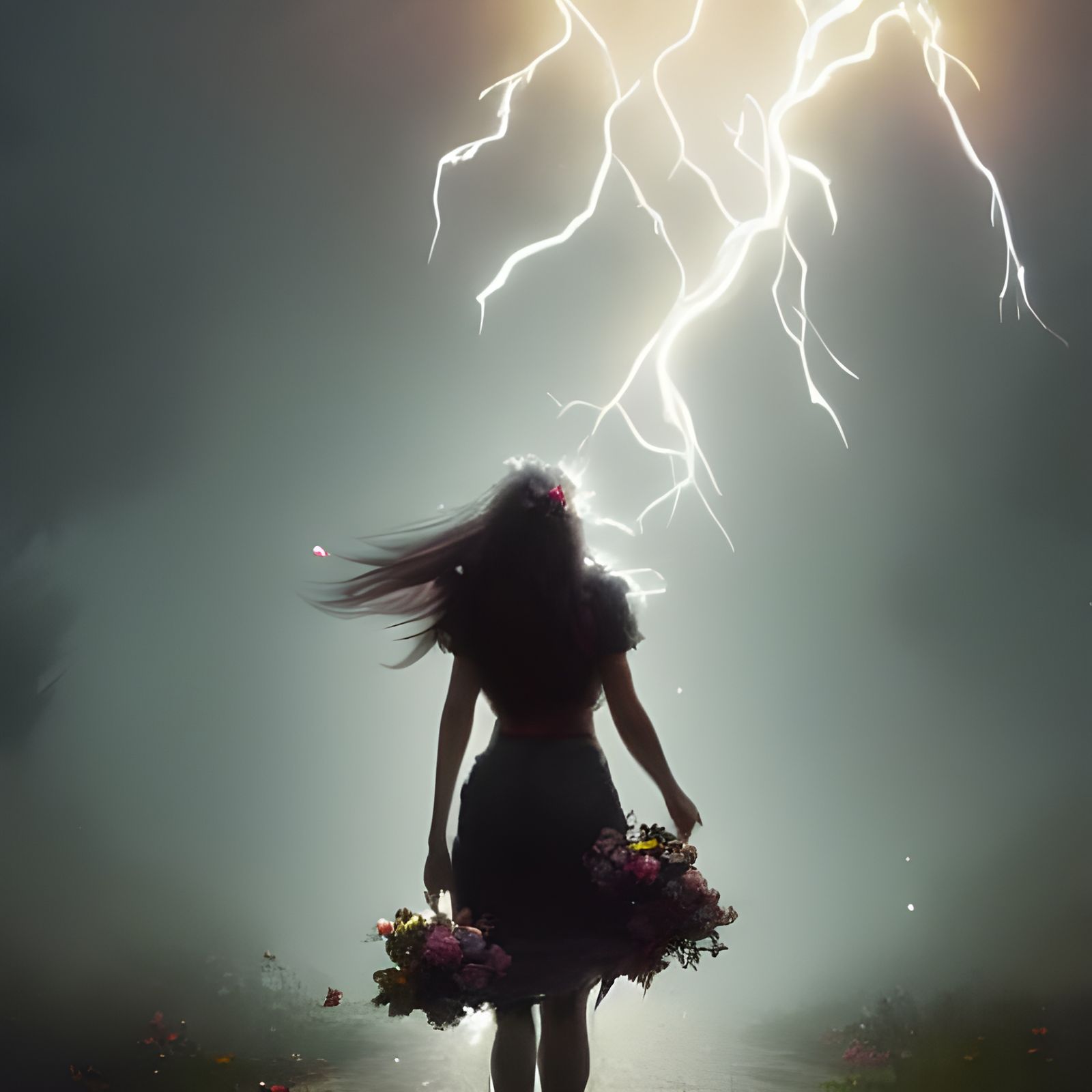 Woman Struck by Lightning: Hyperdetailed Concept Art